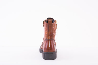 BAGATT - D31-A9638 LOW HEEL ZIP/LACE ANKLE BOOT - TAN
