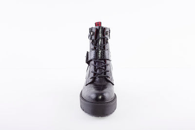 SPROX - 536121 LACE UP/ZIP FASHION ANKLE BOOT - BLACK CROC