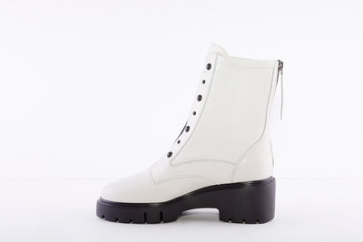 UNISA - JARBE BLOCK HEEL BACK ZIP ANKLE BOOT WITH STUD DETAIL - IVORY