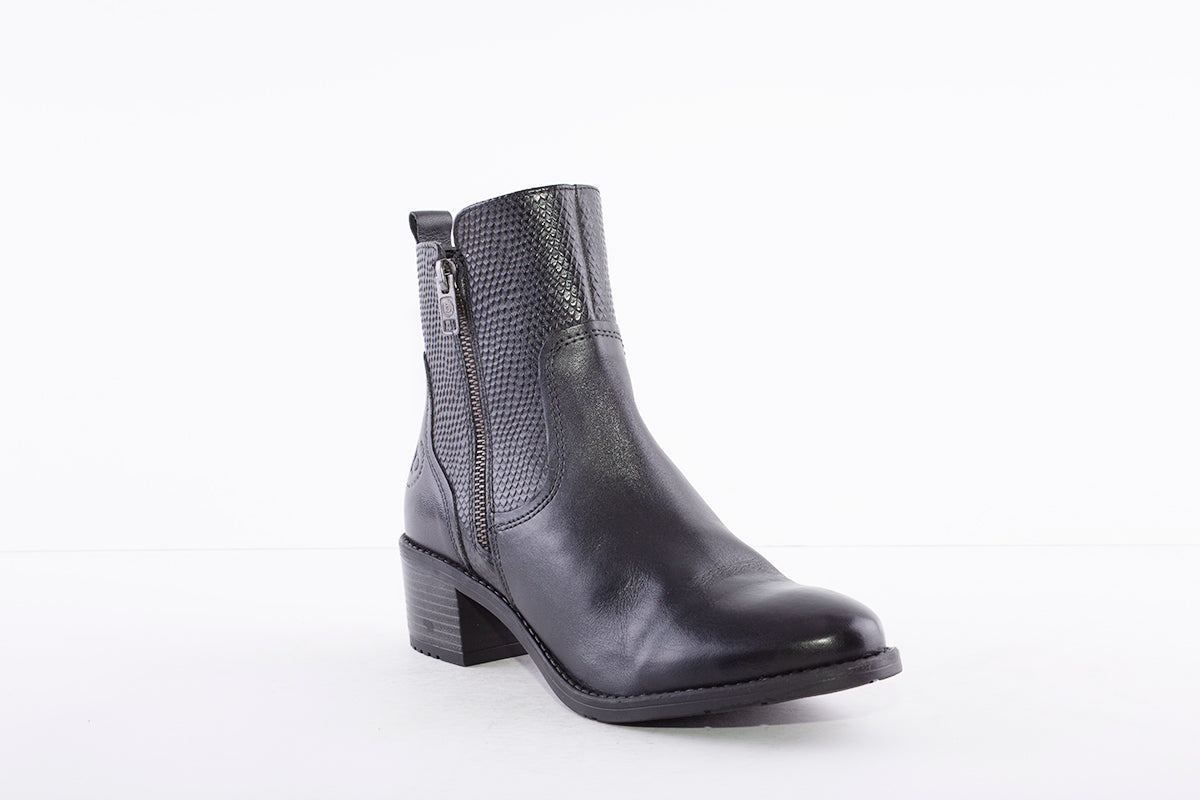 BUGATTI - 411-5623G MEDIUM HEEL ANKLE BOOT - BLACK LEATHER