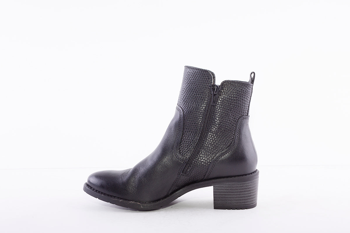 BUGATTI - 411-5623G MEDIUM HEEL ANKLE BOOT - BLACK LEATHER