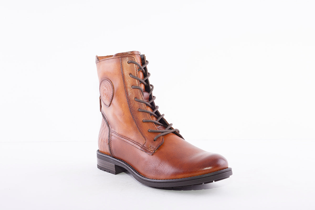 BUGATTI - 411-5693P LACE UP FASHION ANKLE BOOT - BROWN LEATHER