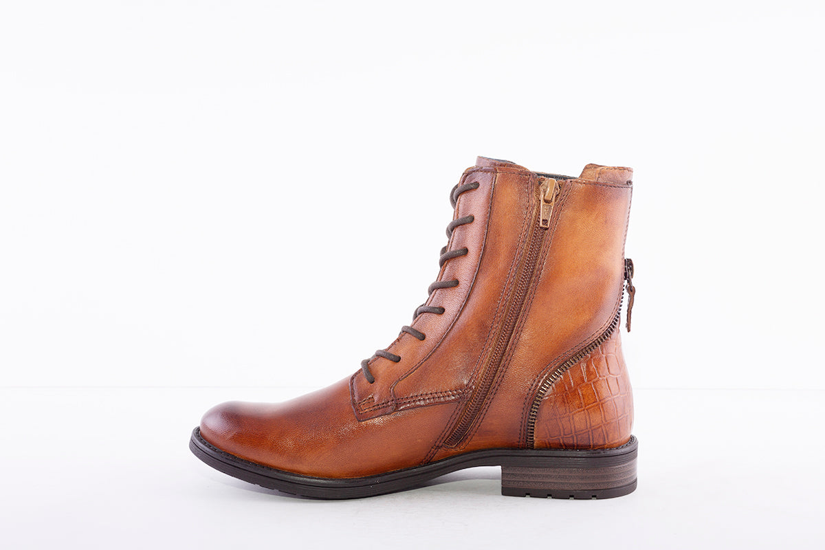 BUGATTI - 411-5693P LACE UP FASHION ANKLE BOOT - BROWN LEATHER