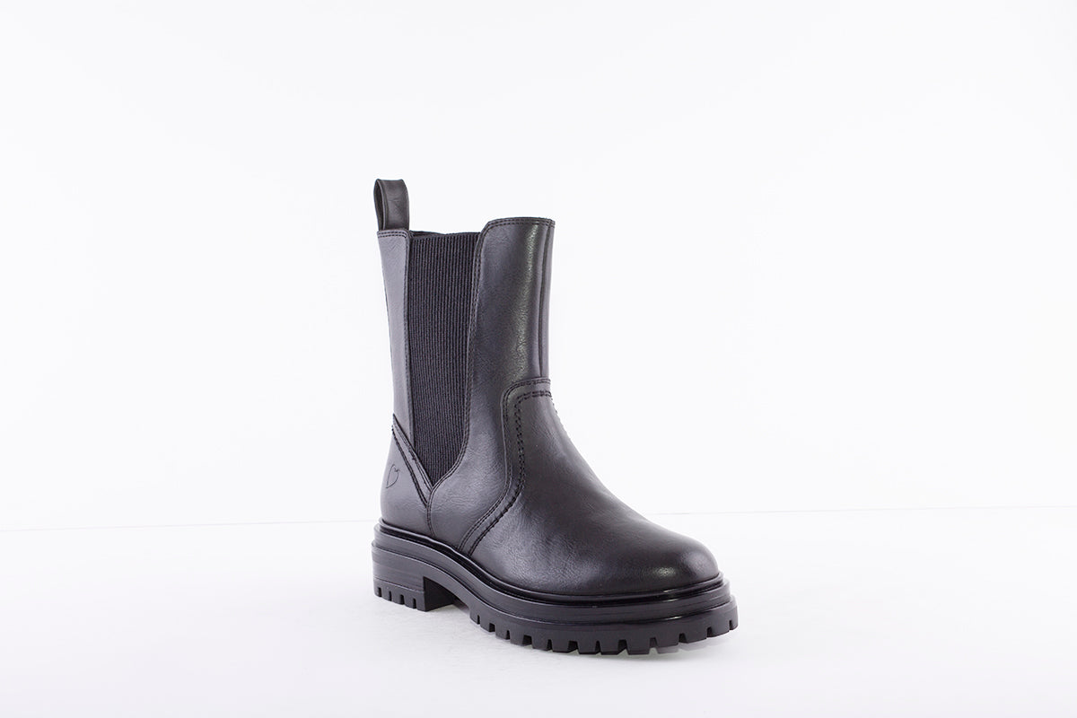 HEAVENLY FEET - SCOUT CHUNKY LOW HEEL GUSSET ANKLE BOOT - BLACK