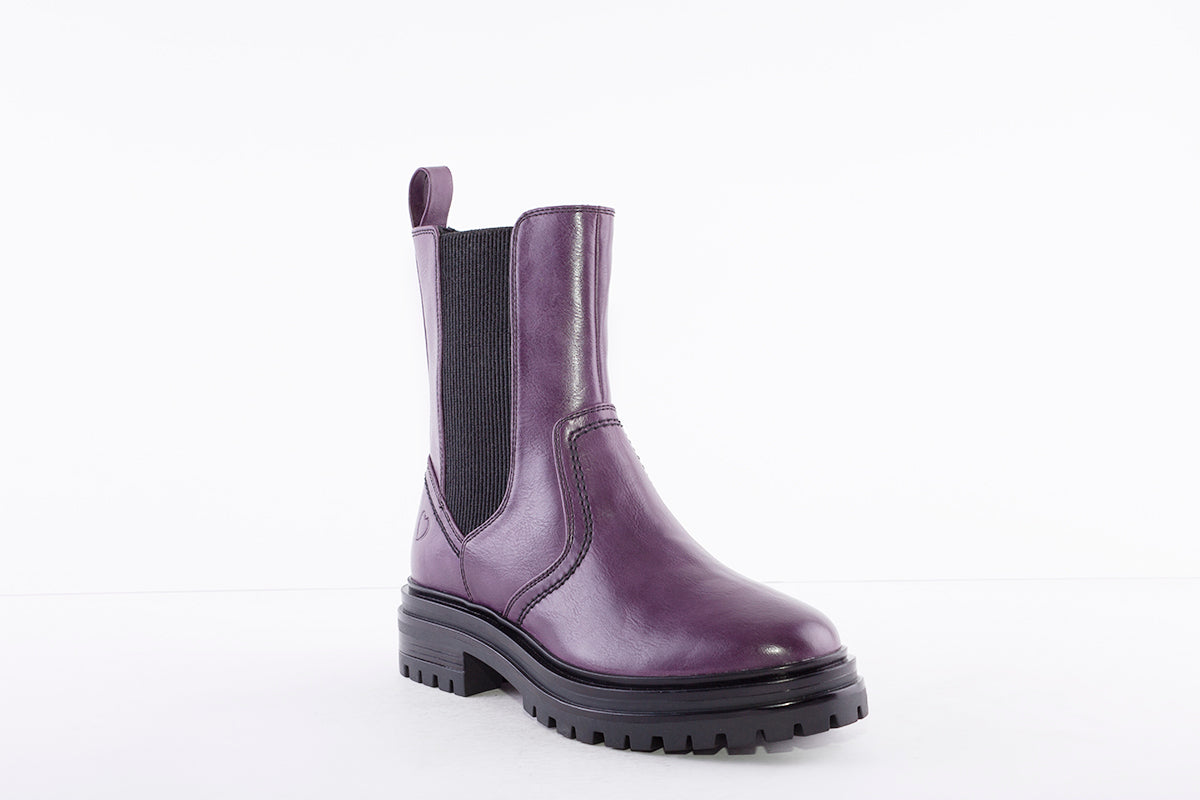 HEAVENLY FEET - SCOUT CHUNKY LOW HEEL GUSSET ANKLE BOOT - PURPLE