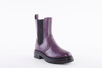 HEAVENLY FEET - SCOUT CHUNKY LOW HEEL GUSSET ANKLE BOOT - PURPLE