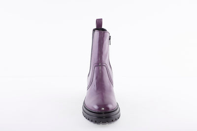 HEAVENLY FEET - SCOUT CHUNKY LOW HEEL GUSSET ANKLE BOOT - PURPLE
