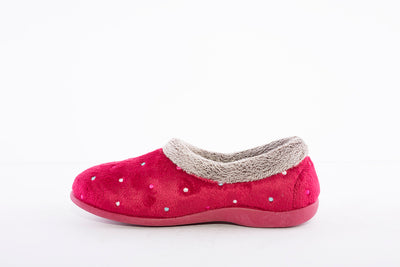 SLEEPERS - LS803BD SOPHIE FULL COLLAR MEMORY FOAM SLIPPER - BURGUNDY VELOUR