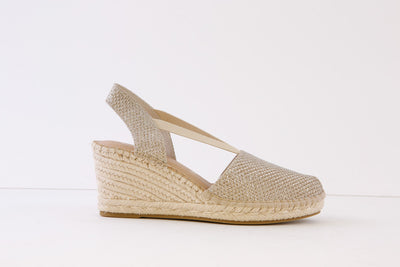 TAMARIS - 29603-909 MEDIUM WEDGE SLING-BACK SHOE - GOLD GLITZ