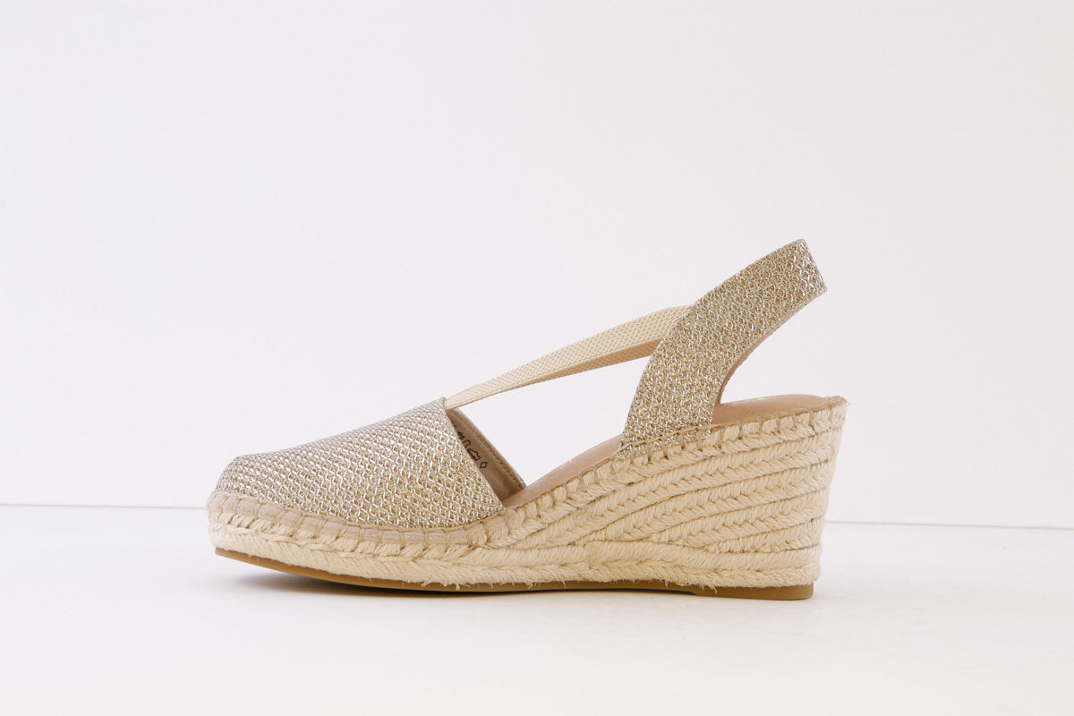 TAMARIS - 29603-909 MEDIUM WEDGE SLING-BACK SHOE - GOLD GLITZ