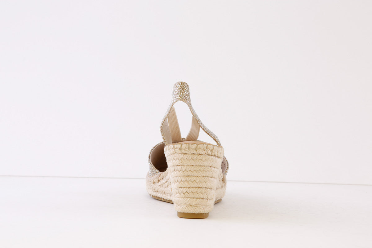 TAMARIS - 29603-909 MEDIUM WEDGE SLING-BACK SHOE - GOLD GLITZ