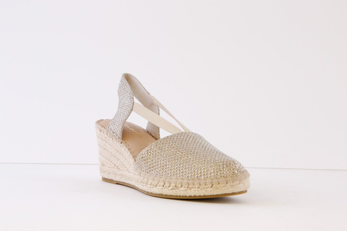 TAMARIS - 29603-909 MEDIUM WEDGE SLING-BACK SHOE - GOLD GLITZ