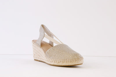 TAMARIS - 29603-909 MEDIUM WEDGE SLING-BACK SHOE - GOLD GLITZ