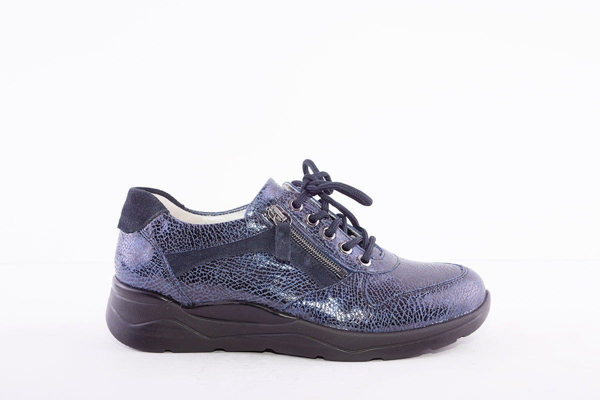 WALDLAUFER - 748004 - GABRIELE LACED WEDGE COMFORT SHOE H WIDTH - BLUE