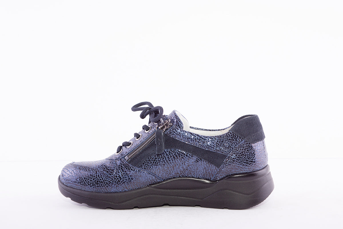 WALDLAUFER - 748004 - GABRIELE LACED WEDGE COMFORT SHOE H WIDTH - BLUE