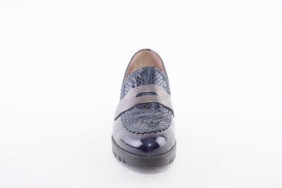 WONDERS - C-33223 LOW WEDGE SHOE - NAVY PATENT
