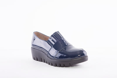 WONDERS - C-3381 SLIP-ON WEDGE SHOE - NAVY PATENT