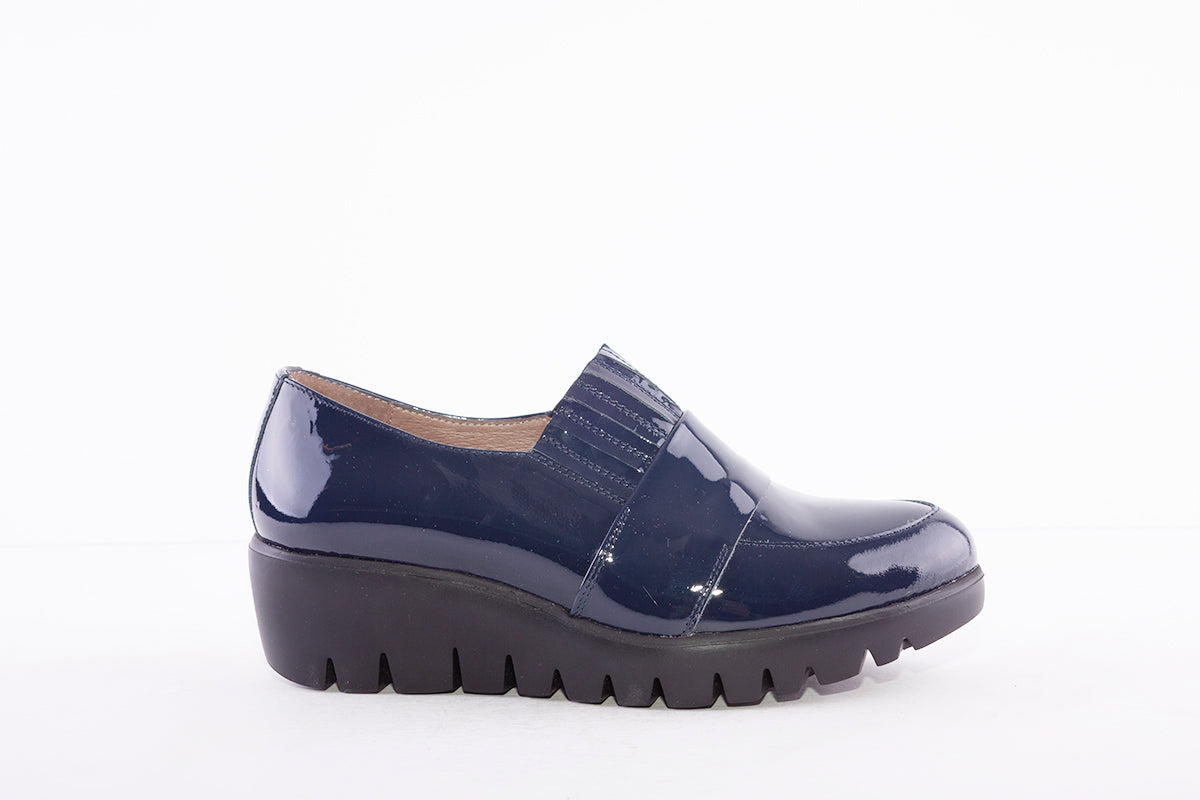 WONDERS - C-3381 SLIP-ON WEDGE SHOE - NAVY PATENT
