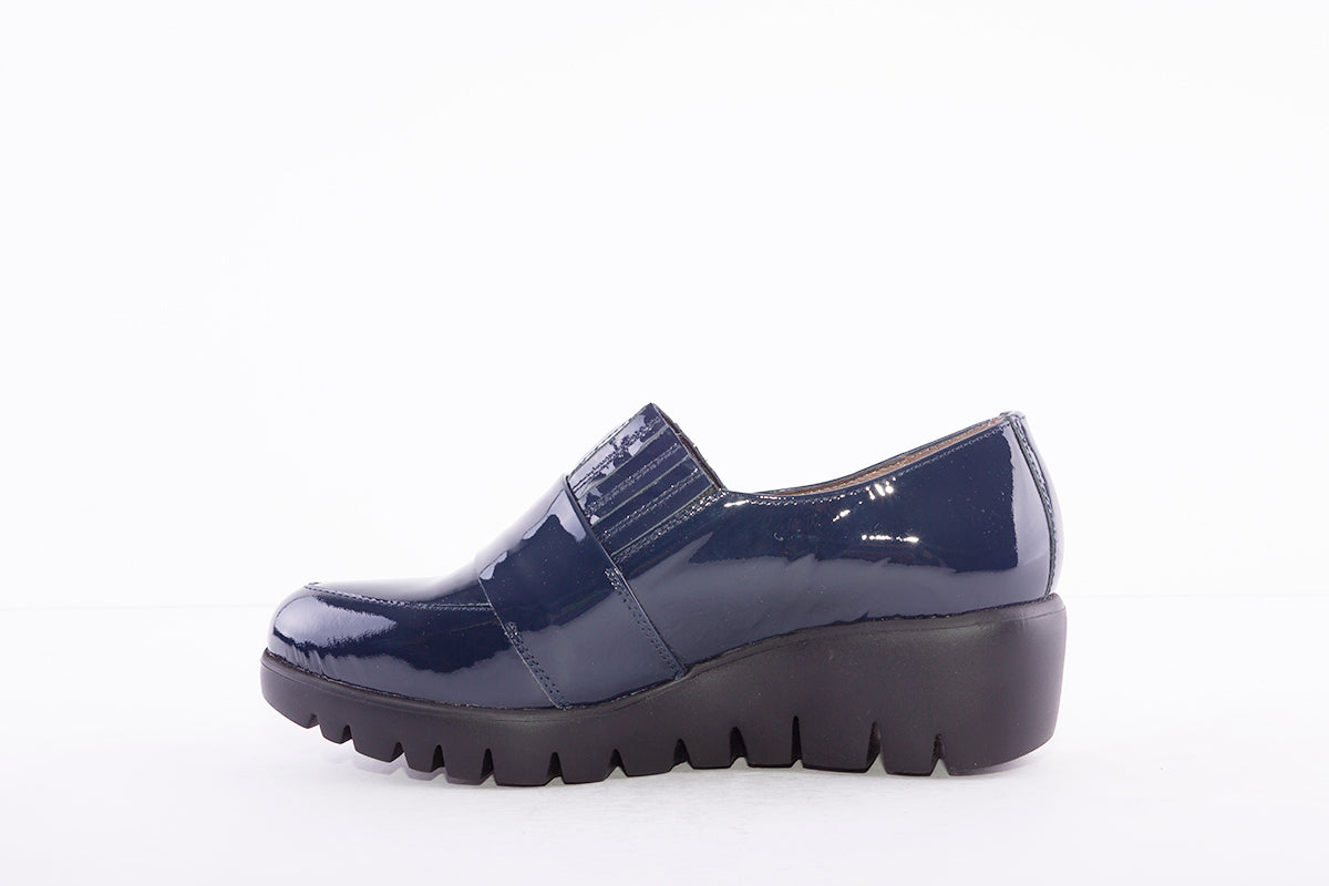 WONDERS - C-3381 SLIP-ON WEDGE SHOE - NAVY PATENT