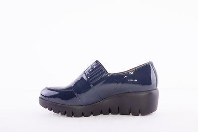 WONDERS - C-3381 SLIP-ON WEDGE SHOE - NAVY PATENT