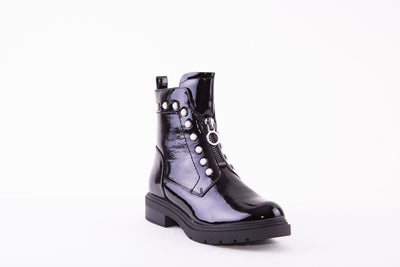 MARCO TOZZI - 25332-918 LOW HEEL MOC ZIP ANKLE BOOT - BLACK PATENT
