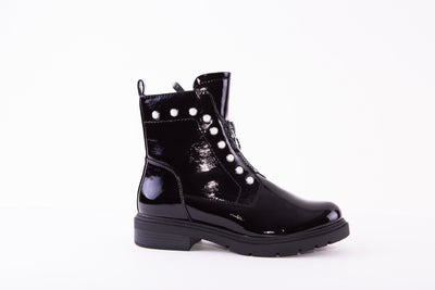 MARCO TOZZI - 25332-918 LOW HEEL MOC ZIP ANKLE BOOT - BLACK PATENT