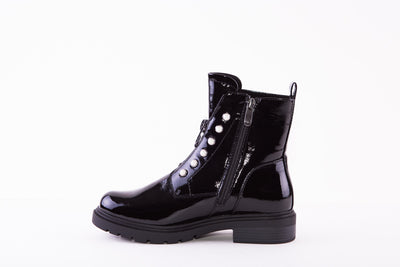 MARCO TOZZI - 25332-918 LOW HEEL MOC ZIP ANKLE BOOT - BLACK PATENT