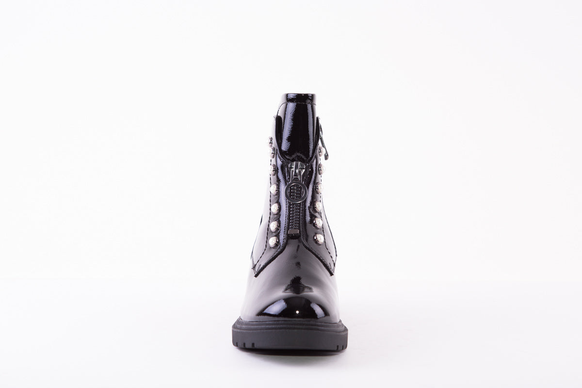MARCO TOZZI - 25332-918 LOW HEEL MOC ZIP ANKLE BOOT - BLACK PATENT