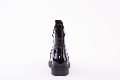 MARCO TOZZI - 25332-918 LOW HEEL MOC ZIP ANKLE BOOT - BLACK PATENT