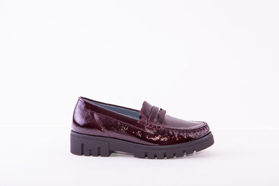 WALDLAUFER - 723502 143 SERENA-CHUNKY LOAFER - WINE PATENT