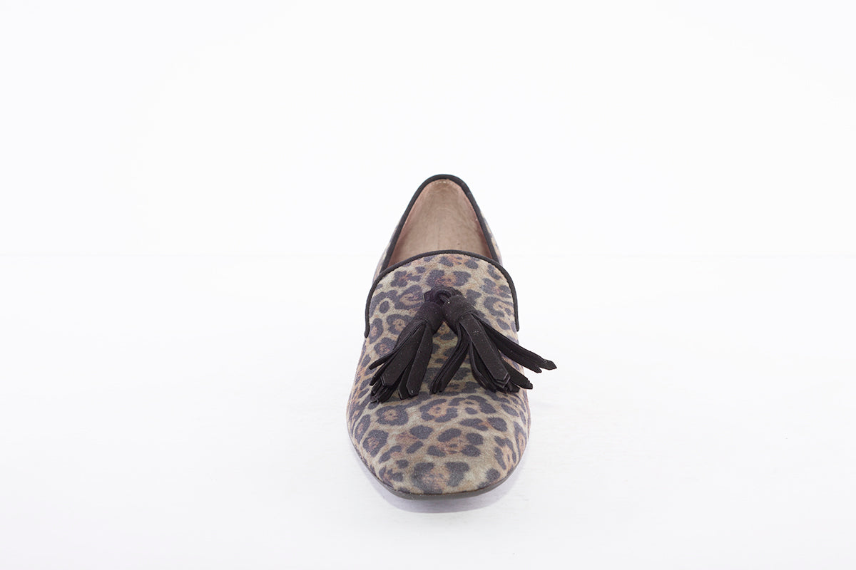 WONDERS - C-5802 LOW HEEL LOAFER - GREEN LEOPARD