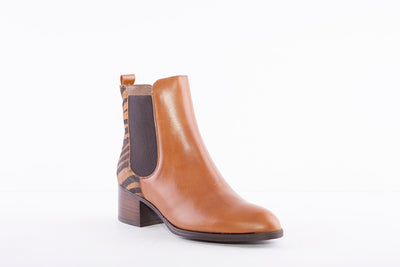 WONDERS - G-5103 LOW HEEL ANKLE BOOT - TAN LEATHER