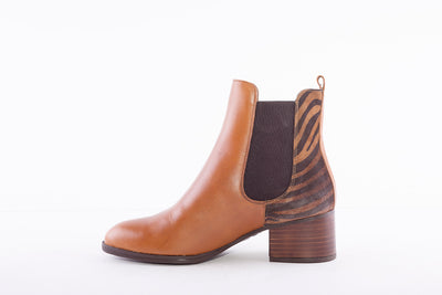 WONDERS - G-5103 LOW HEEL ANKLE BOOT - TAN LEATHER