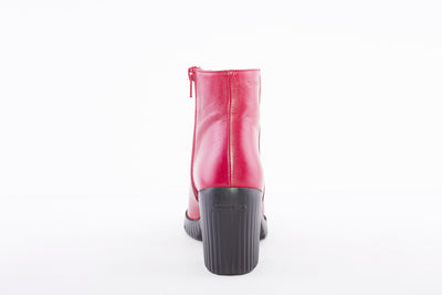 WONDERS - M-4502 MEDIUM HEEL ANKLE BOOT - RED LEATHER