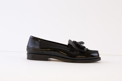 DIEGO BELLINI - 651C FLAT FASHION LOAFER - BLACK PATENT LEATHER