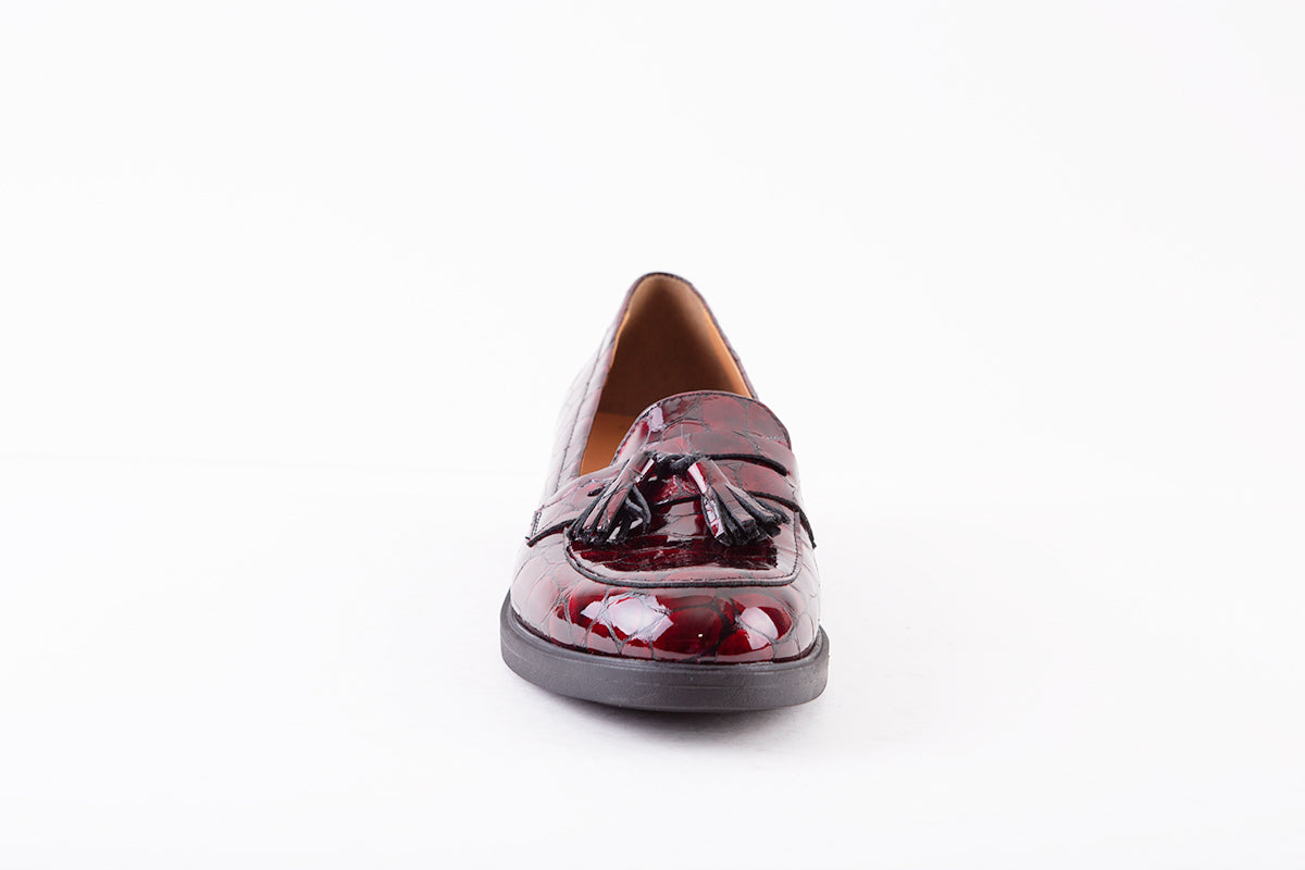 BIOECO - 6146 FLAT LOAFER - BURGUNDY CROC PATENT