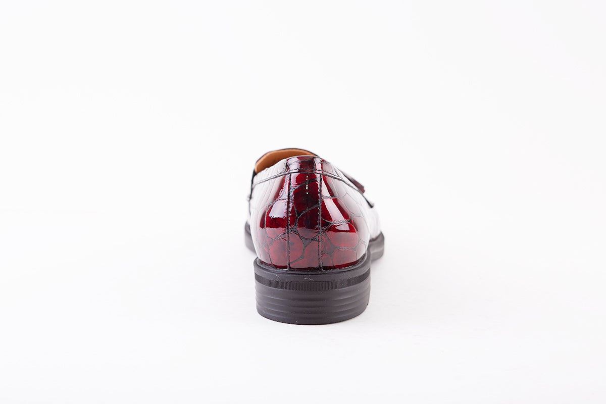 BIOECO - 6146 FLAT LOAFER - BURGUNDY CROC PATENT