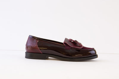 DIEGO BELLINI - 651C FLAT FASHION LOAFER  - WINE PATENT LEATHER