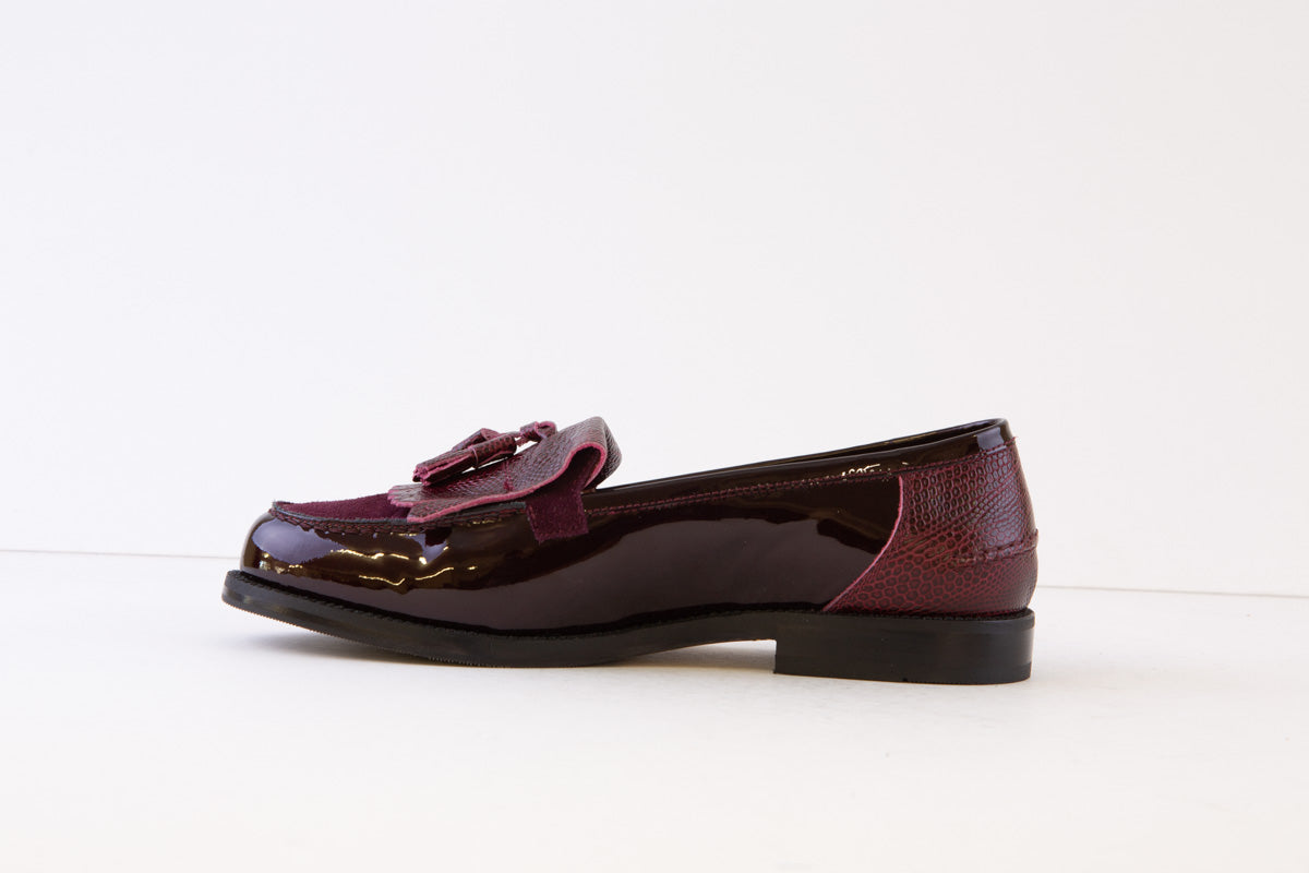 DIEGO BELLINI - 651C FLAT FASHION LOAFER  - WINE PATENT LEATHER