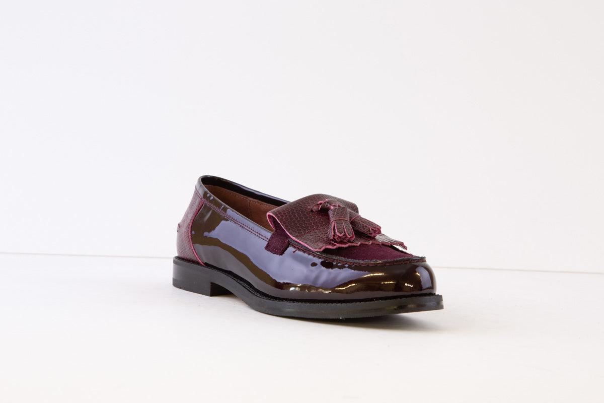 DIEGO BELLINI - 651C FLAT FASHION LOAFER  - WINE PATENT LEATHER