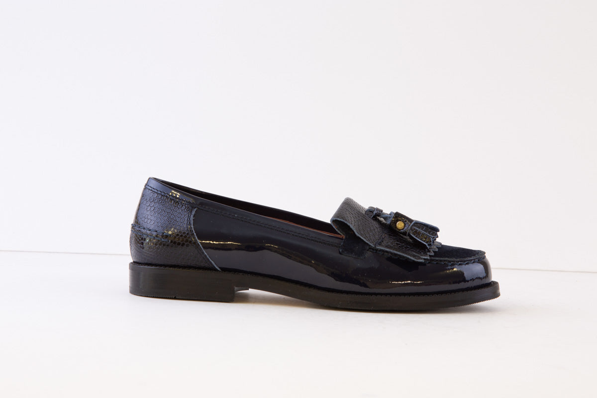 DIEGO BELLINI - 651C FLAT FASHION LAOFER - NAVY PATENT LEATHER