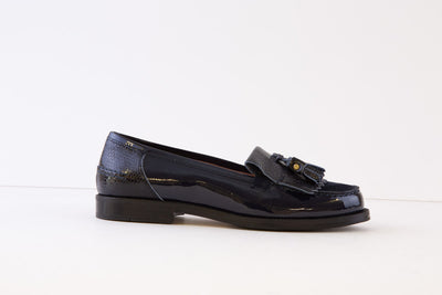 DIEGO BELLINI - 651C FLAT FASHION LAOFER - NAVY PATENT LEATHER