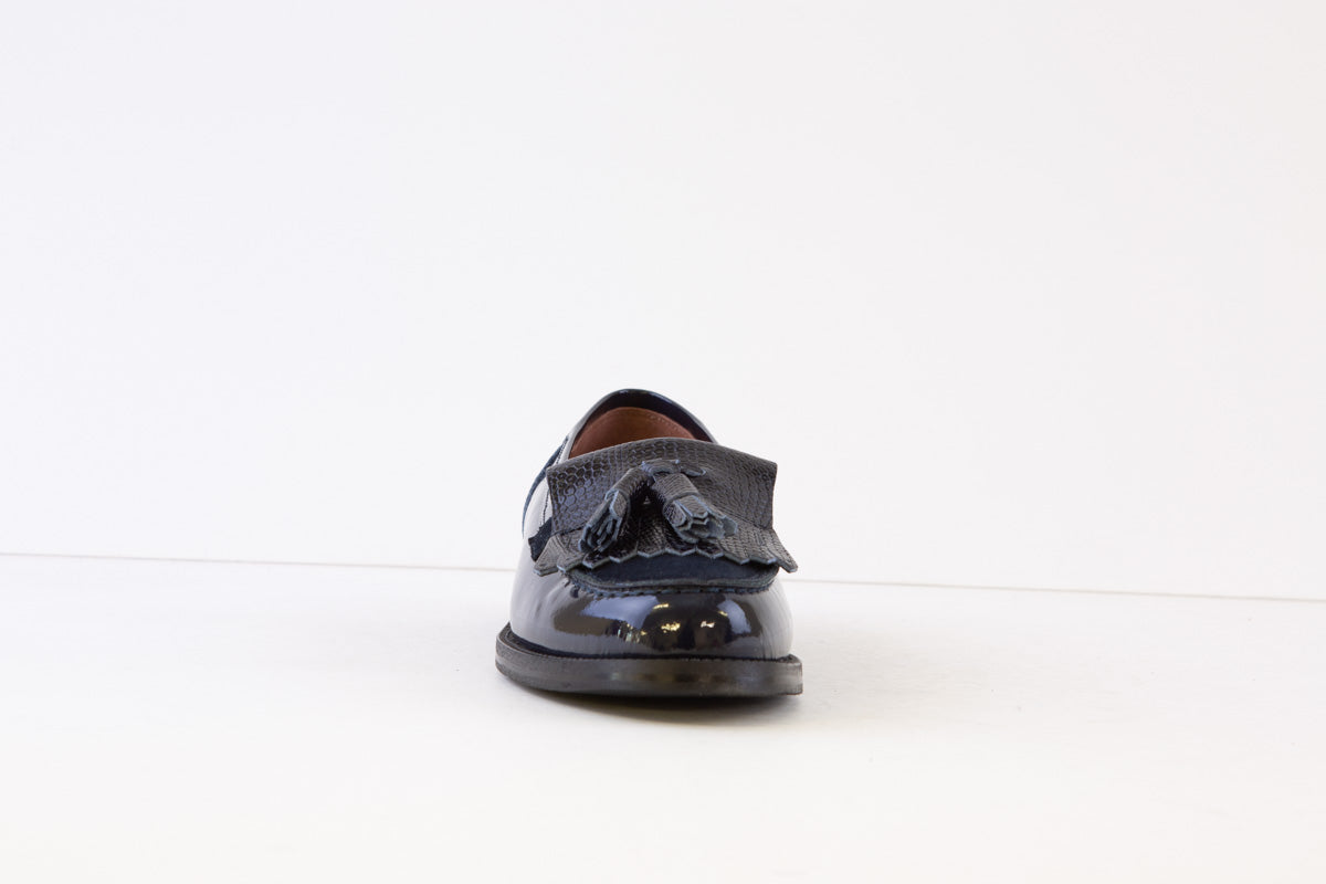 DIEGO BELLINI - 651C FLAT FASHION LAOFER - NAVY PATENT LEATHER