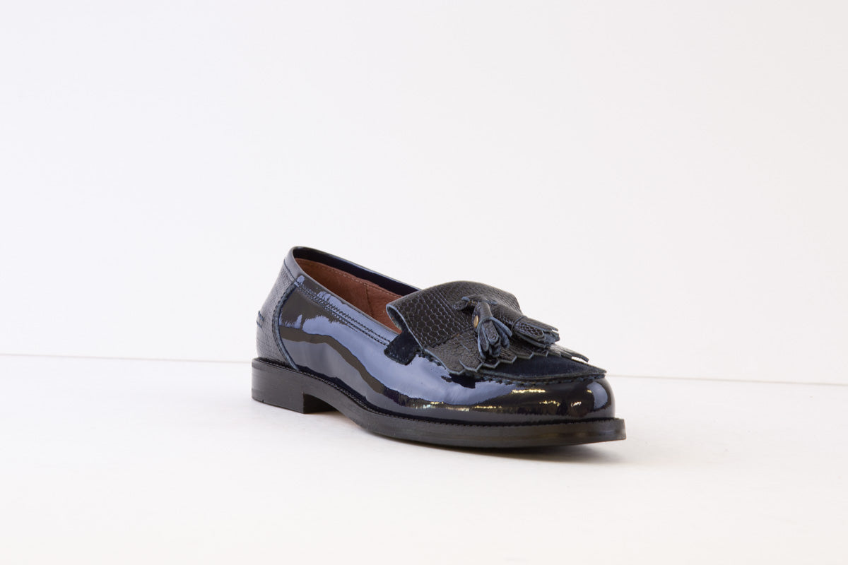 DIEGO BELLINI - 651C FLAT FASHION LAOFER - NAVY PATENT LEATHER