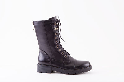 REGARDE LE CEIL - JOSEF-07 FLAT LACED BOOT WITH ZIP - BLACK/GOLD