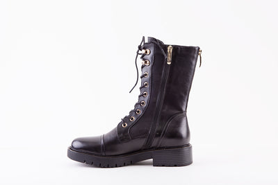REGARDE LE CEIL - JOSEF-07 FLAT LACED BOOT WITH ZIP - BLACK/GOLD