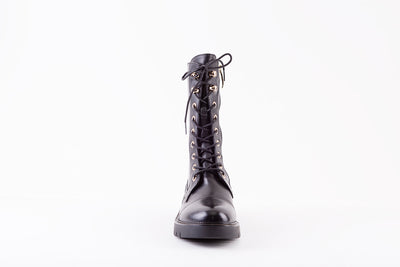 REGARDE LE CEIL - JOSEF-07 FLAT LACED BOOT WITH ZIP - BLACK/GOLD