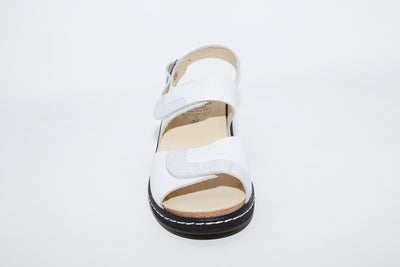 BELVIDA - WEDGE VELCRO COMFORT SANDAL - WHITE LEATHER