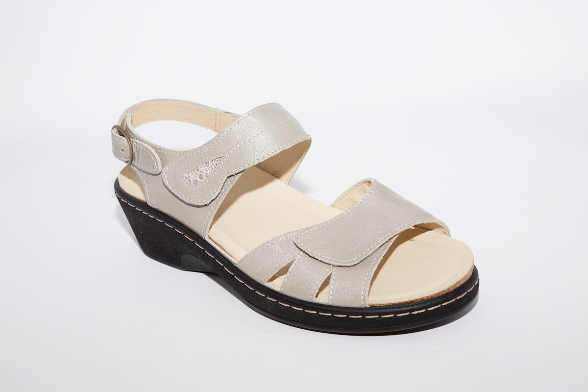 BELVIDA - WEDGE VELCRO COMFORT SANDAL - TAUPE