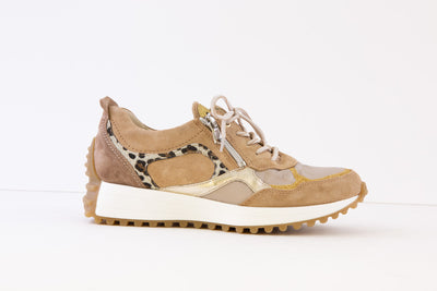 WALDLAUFER - 797002 700 H-PINKY -ZIP/LACE SHOE - BEIGE/GOLD